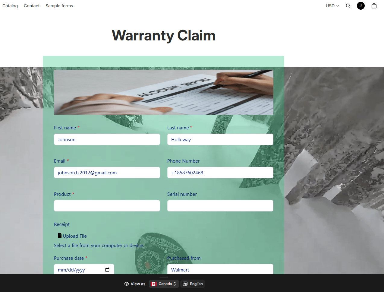 Customer profile auto-fill